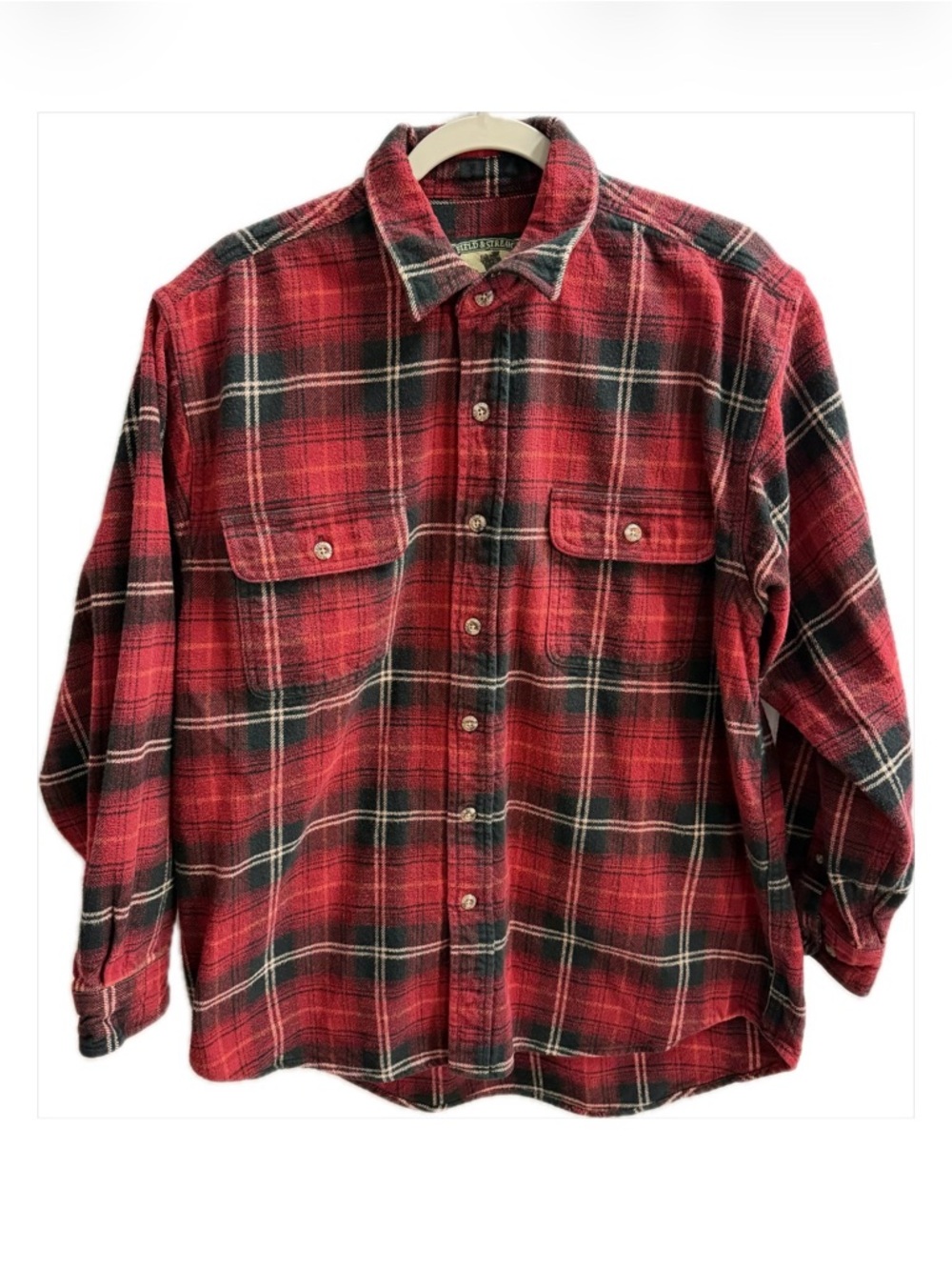 Field & Stream Red and Black Plaid Button-Down Shirt
